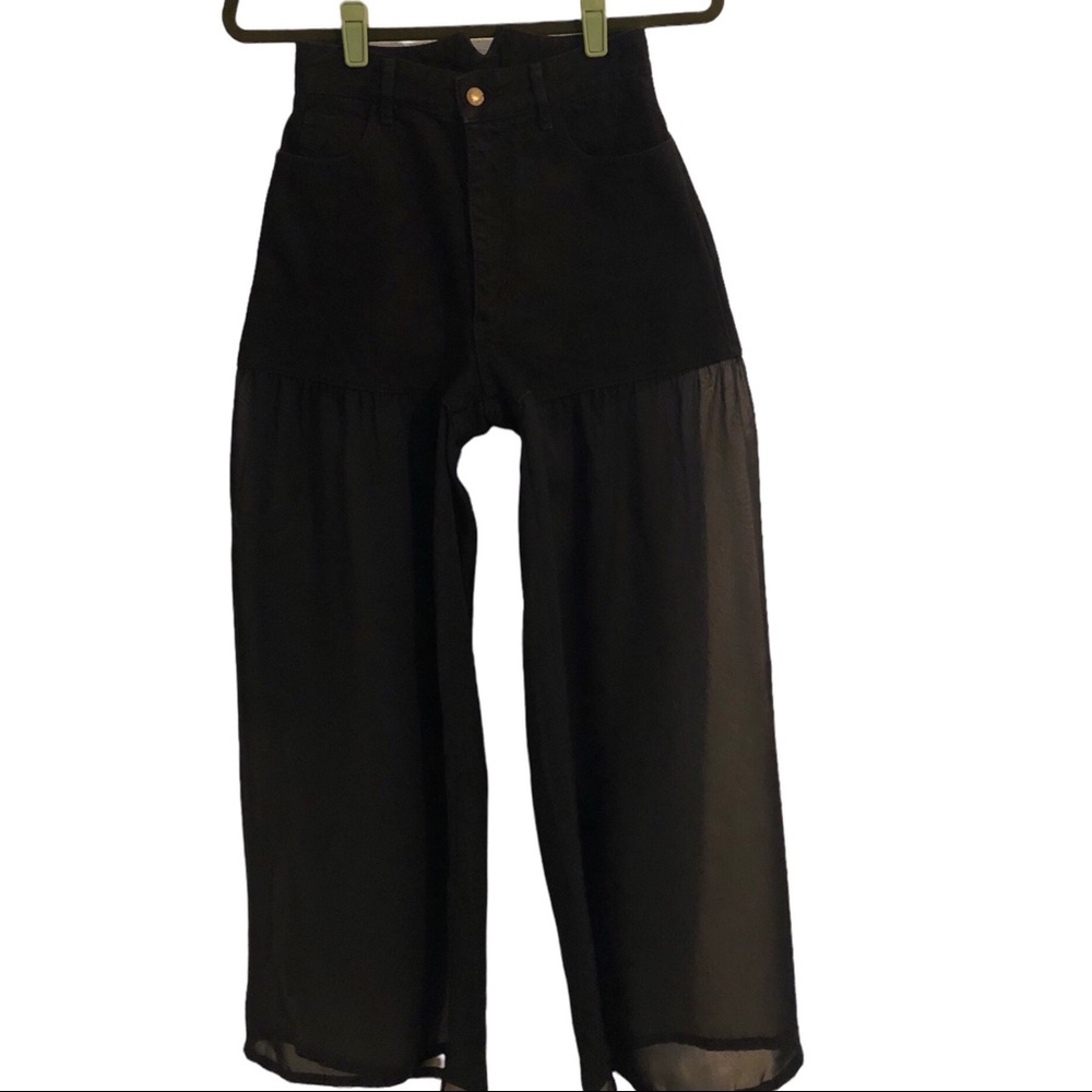Paris Blues Black, Denim & Sheer Pants.